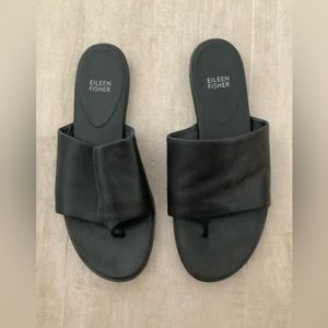 Eileen Fisher leather open toe slides